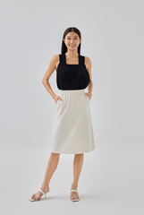 Perry Elasticated Midi Skirt in Rice
