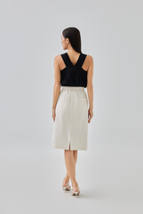 Perry Elasticated Midi Skirt in Rice