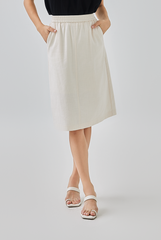 Perry Elasticated Midi Skirt in Rice