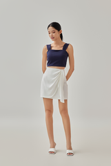 Gweneth Draped Wrap Mini Skirt in White