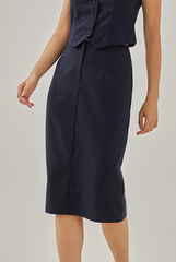 Ingrid Striped Pencil Skirt in Navy Blue