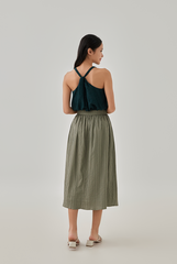 Leona Textured Midi Skirt in Tea