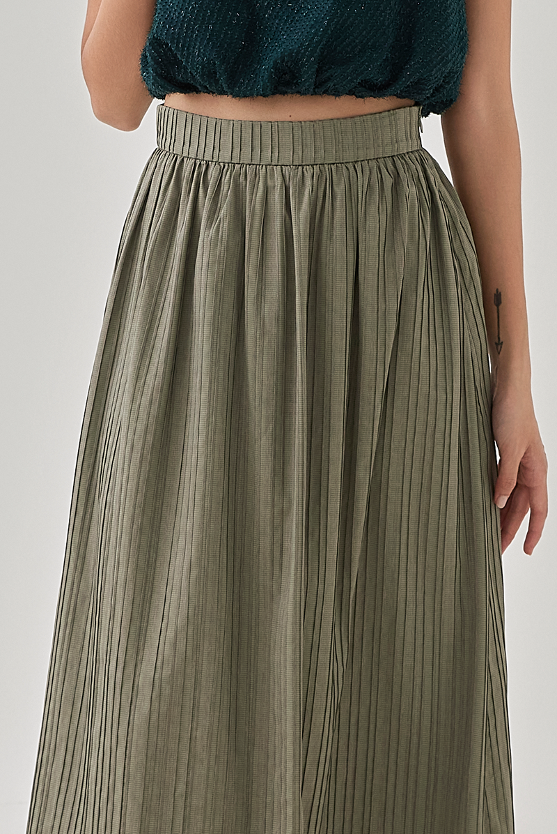 Leona Textured Midi Skirt in Tea