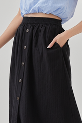 Ari Front Button Skirt in Black