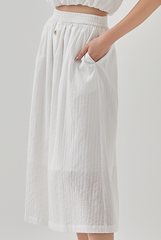 Ari Front Button Skirt in White