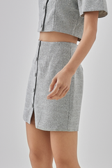 Madelyn Tweed Button Down Mini Skirt