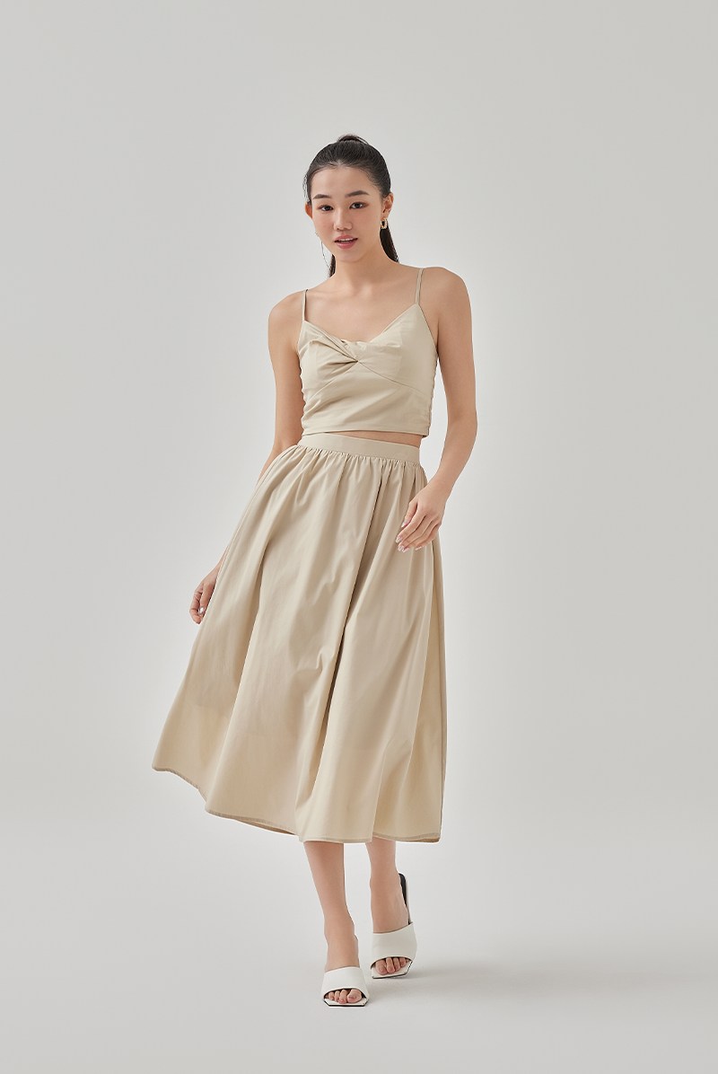 Ray High Waisted A-Line Skirt in Khaki