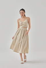 Ray High Waisted A-Line Skirt in Khaki