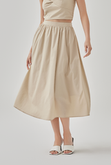 Ray High Waisted A-Line Skirt in Khaki