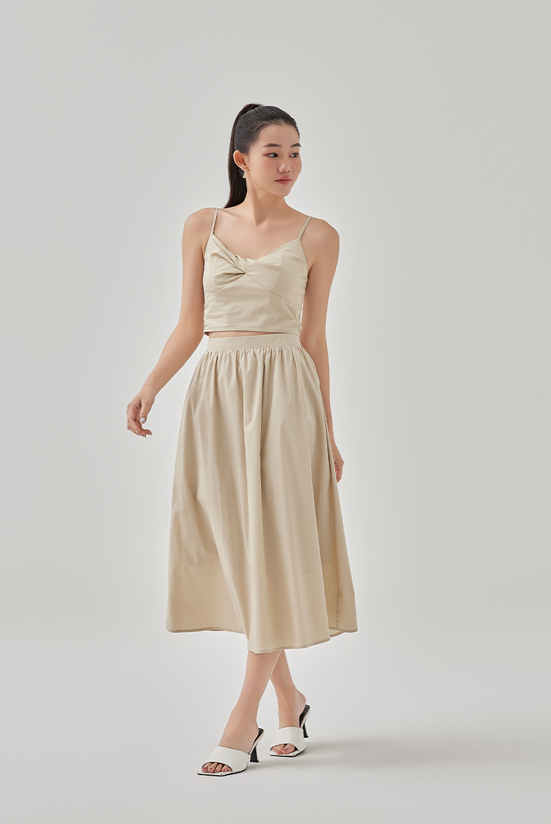 Ray High Waisted A-Line Skirt in Khaki 