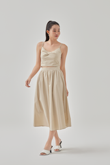 Ray High Waisted A-Line Skirt in Khaki 