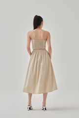 Ray High Waisted A-Line Skirt in Khaki