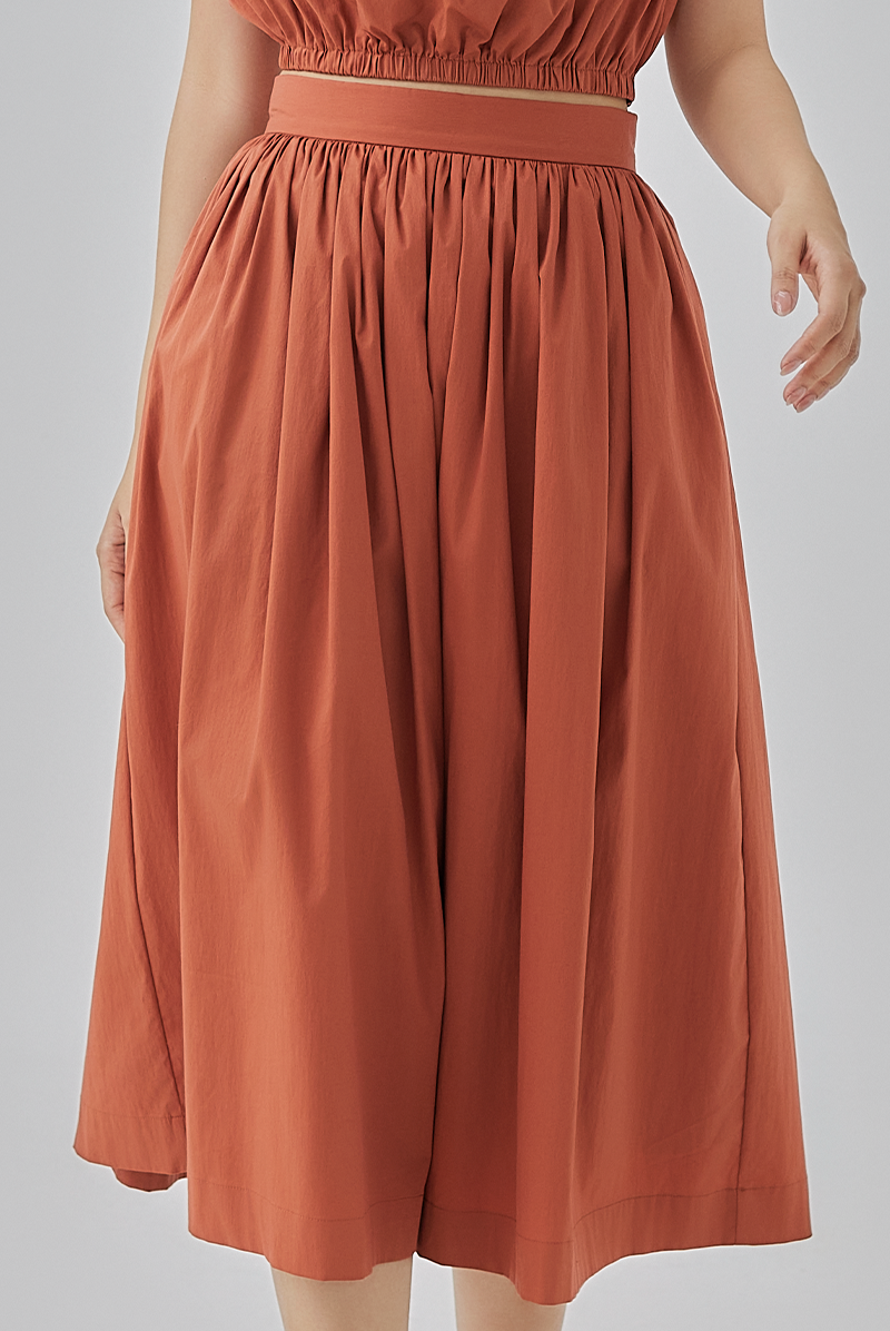 Daina Midi Flare Skirt in Brick 