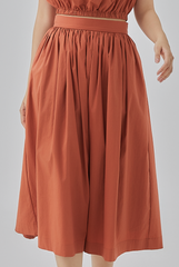 Daina Midi Flare Skirt in Brick 