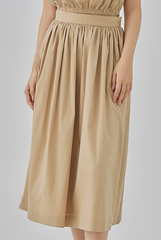 Daina Midi Flare Skirt in Khaki