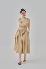 Daina Midi Flare Skirt in Khaki