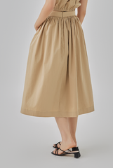 Daina Midi Flare Skirt in Khaki