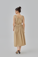 Daina Midi Flare Skirt in Khaki