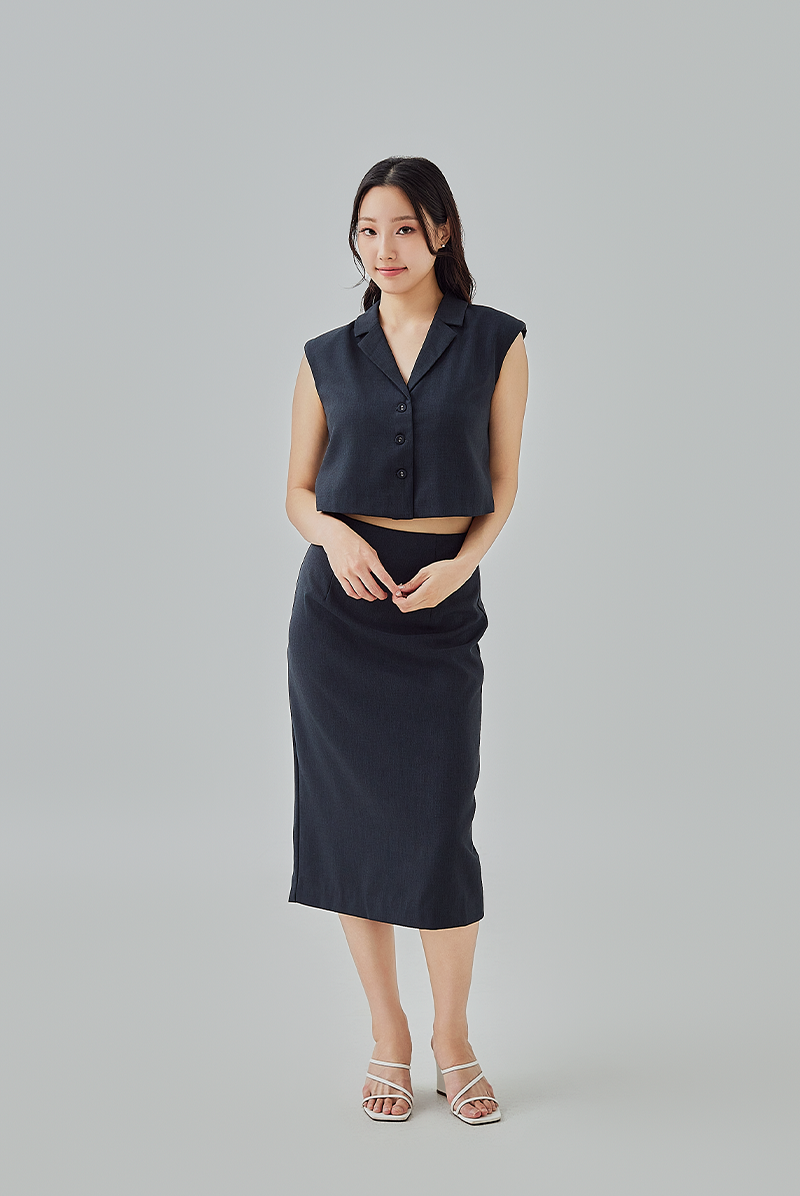 Giada Straight Skirt in Dark Blue