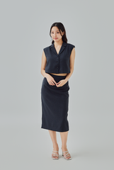 Giada Straight Skirt in Dark Blue