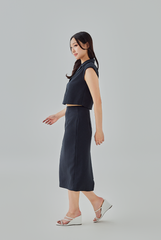 Giada Straight Skirt in Dark Blue
