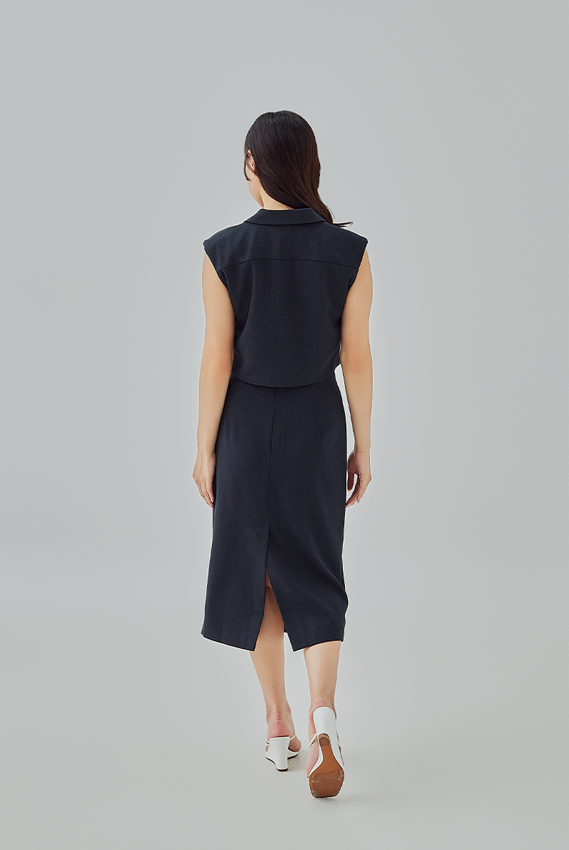 Giada Straight Skirt in Dark Blue