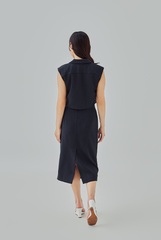 Giada Straight Skirt in Dark Blue