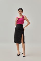 Marissa Side Ruched Skirt in Black