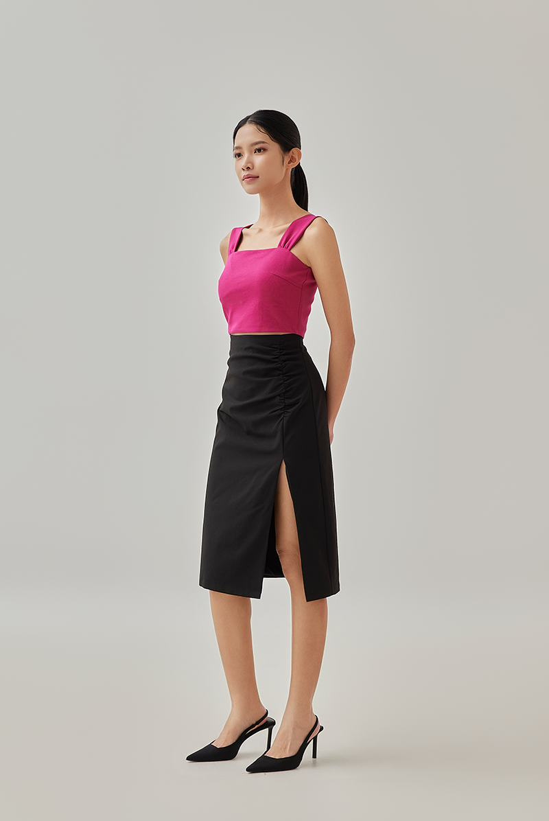 Marissa Side Ruched Skirt in Black