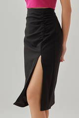 Marissa Side Ruched Skirt in Black