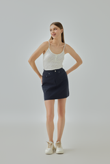 Ally Back Elastic Mini Pencil Skirt