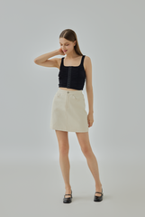 Ally Back Elastic Mini Pencil Skirt