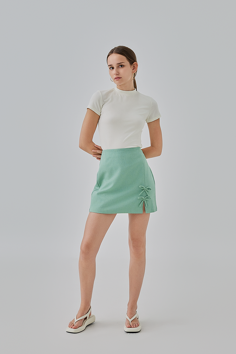 Priscilla Ribbon Mini Skirt in Jade