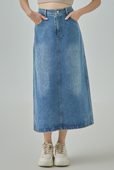 Averie A-Line Denim Midi Skirt
