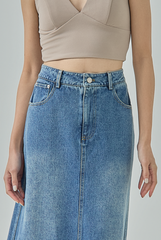 Averie A-Line Denim Midi Skirt