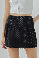 Brooklyn Polka Dots Lace Hem Mini Skirt