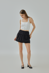 Brooklyn Polka Dots Lace Hem Mini Skirt