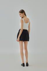 Brooklyn Polka Dots Lace Hem Mini Skirt