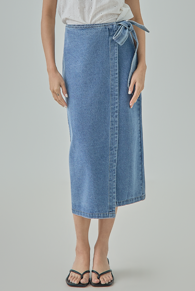 Myla Denim Wrap Midi Skirt