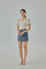 Haley Bow Pockets Denim Skirt