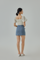Haley Bow Pockets Denim Skirt