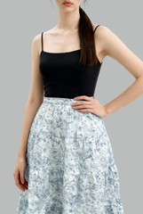 Inez Abstract Watercolour Print Tiered Skirt