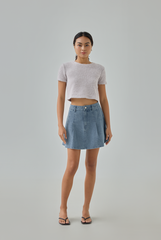 Kaci Pleated Denim Skirt