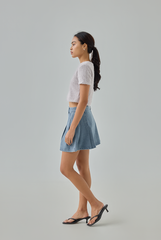 Kaci Pleated Denim Skirt