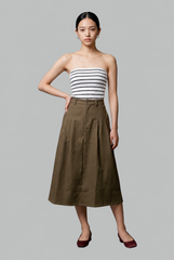 Elise Pleat-Detail Midi Skirt