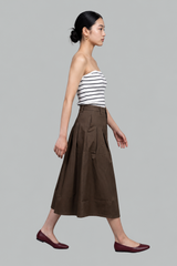 Elise Pleat-Detail Midi Skirt