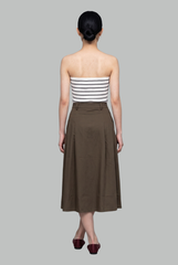 Elise Pleat-Detail Midi Skirt