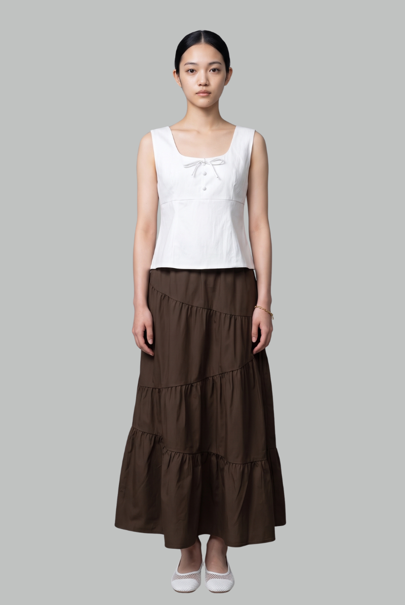 Emilia Asymmetrical Tiered Maxi Skirt