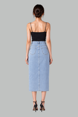 Zadie Side-Slit Denim Midi Skirt