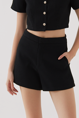 Sammy High Waisted Shorts in Black